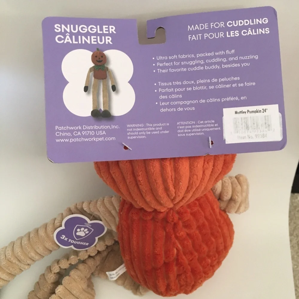 Dog Toy 24” Snuggler Long Limbs Pumpkin with Squeaker NEW | Patchwork Pets